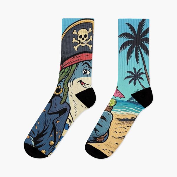 Item preview, Pirates of the Carib-sea-an Funny Shark Pirate designed and sold by ElvisVintagePosters.