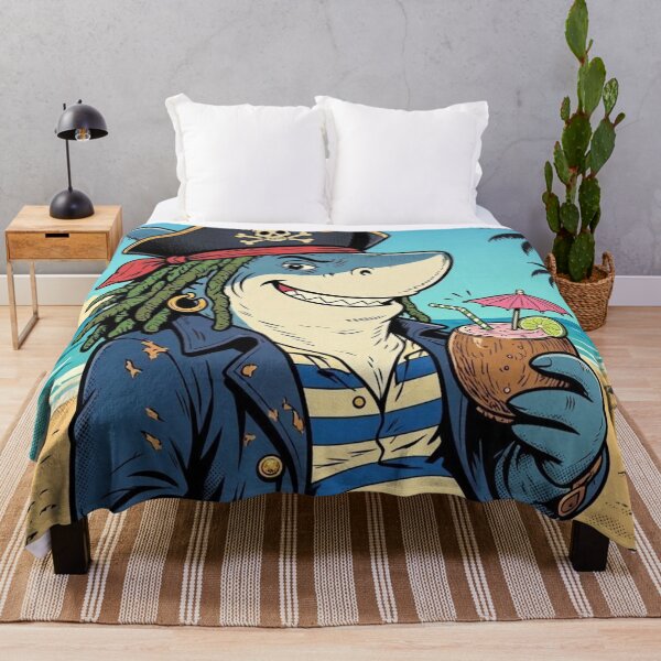 Item preview, Pirates of the Carib-sea-an Funny Shark Pirate designed and sold by ElvisVintagePosters.