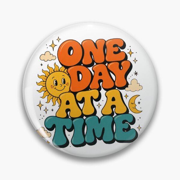 Item preview, One Day At A Time Retro Rainbow Sun Moon Healing Recovery designed and sold by GrooveAndGlow.