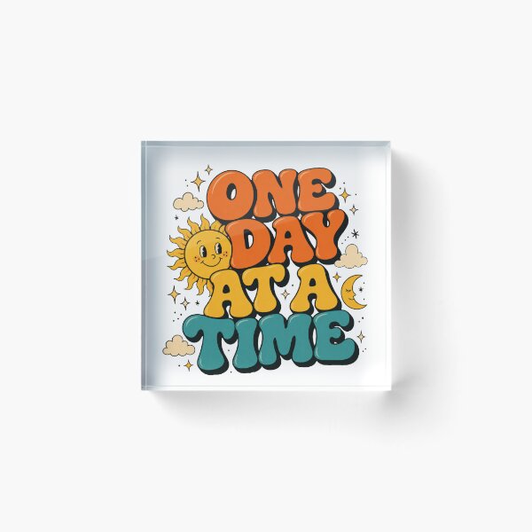 Item preview, One Day At A Time Retro Rainbow Sun Moon Healing Recovery designed and sold by GrooveAndGlow.