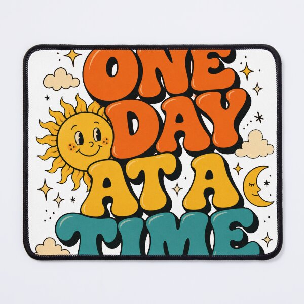 Item preview, One Day At A Time Retro Rainbow Sun Moon Healing Recovery designed and sold by GrooveAndGlow.