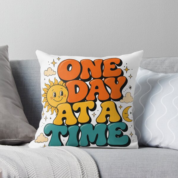 Item preview, One Day At A Time Retro Rainbow Sun Moon Healing Recovery designed and sold by GrooveAndGlow.