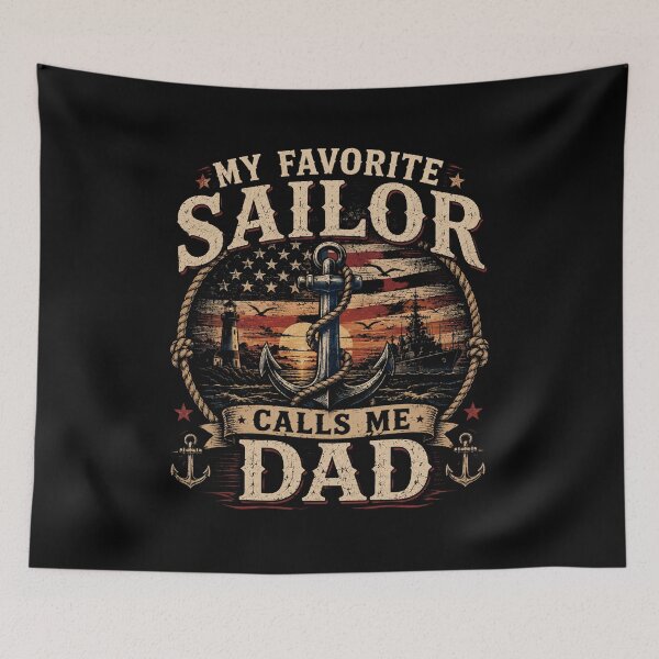 Item preview, My Favorite Sailor Calls Me Dad Vintage Nautical Father Gift Artwork designed and sold by JustCrafted.