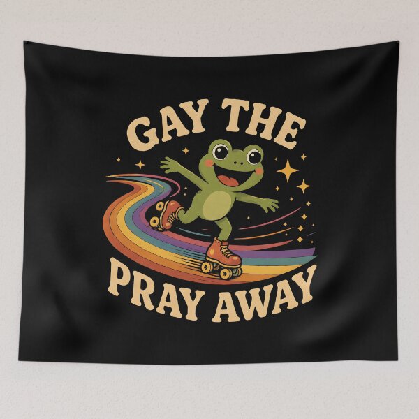 Item preview, Gay the Pray Away Vintage Rainbow Frog Art designed and sold by Marblaes00.