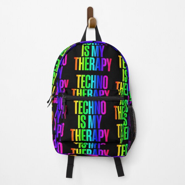 Item preview, Neon Rainbow Techno Is My Therapy Rave designed and sold by SPAZE-Typo.