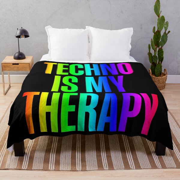 Item preview, Neon Rainbow Techno Is My Therapy Rave designed and sold by SPAZE-Typo.