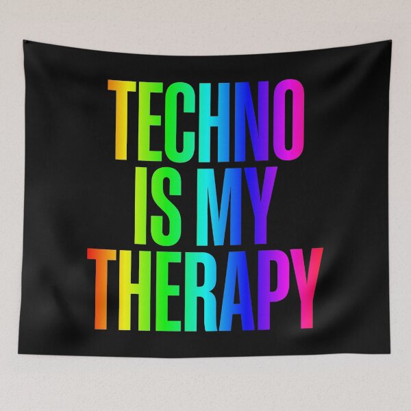 Item preview, Neon Rainbow Techno Is My Therapy Rave designed and sold by SPAZE-Typo.