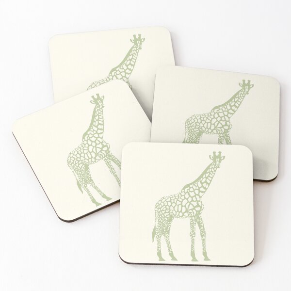 Item preview, Minimal Monochrome Giraffe Line Art Scandinavian Style Animal Illustration Sage Green designed and sold by Nasdigitalart.