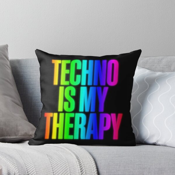 Item preview, Techno Is My Therapy Glowing Neon Rainbow Rave designed and sold by SPAZE-Typo.
