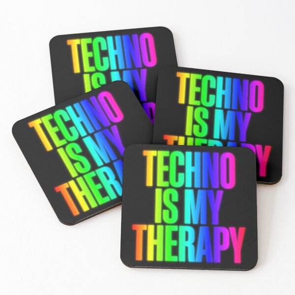 Item preview, Techno Is My Therapy Glowing Neon Rainbow Rave designed and sold by SPAZE-Typo.