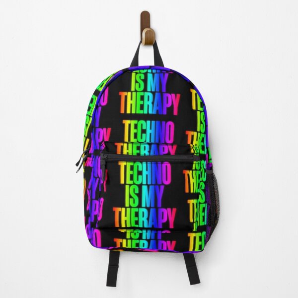 Item preview, Techno Is My Therapy Glowing Neon Rainbow Rave designed and sold by SPAZE-Typo.