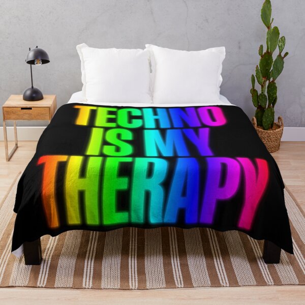 Item preview, Techno Is My Therapy Glowing Neon Rainbow Rave designed and sold by SPAZE-Typo.