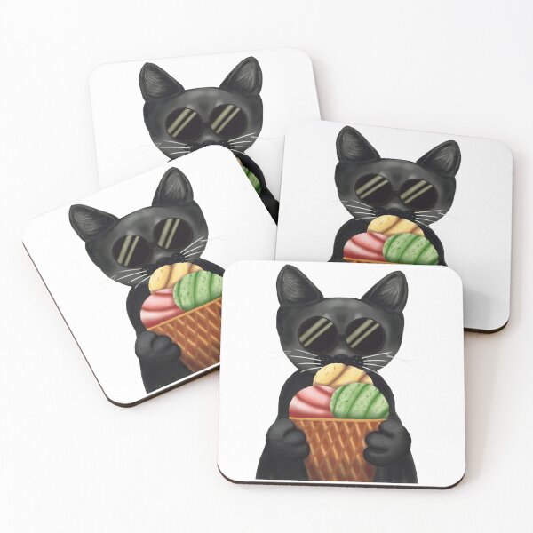 Item preview, The Midnight Café Familiars | Pastel Goth Dessertcore Black Cat Kawaii Art designed and sold by More Prussian Blue.