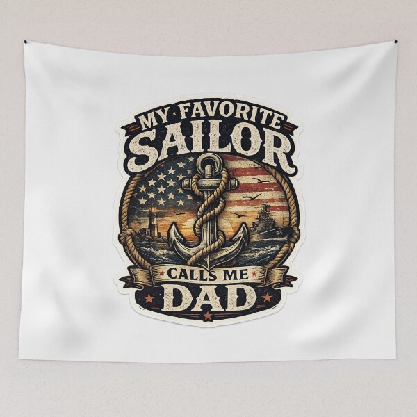 Item preview, My Favorite Sailor Calls Me Dad Vintage Nautical Father Gift Artwork designed and sold by JustCrafted.
