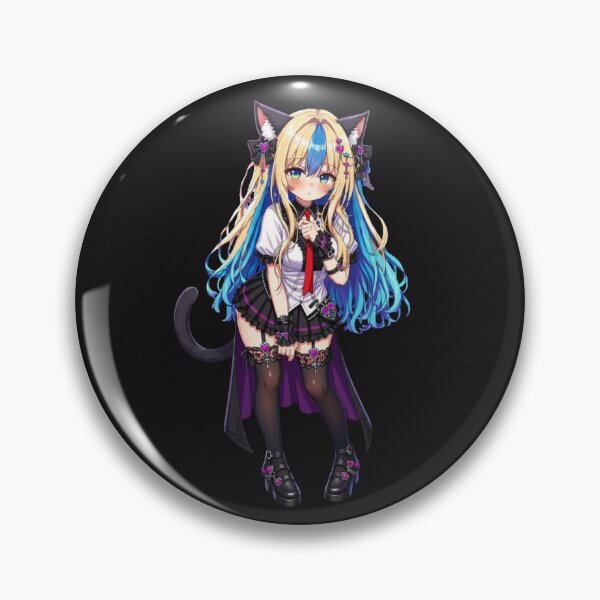 Item preview, Kawaii Gothic Neko Girl – Blonde Blue Hair Cat Girl designed and sold by Revyra.