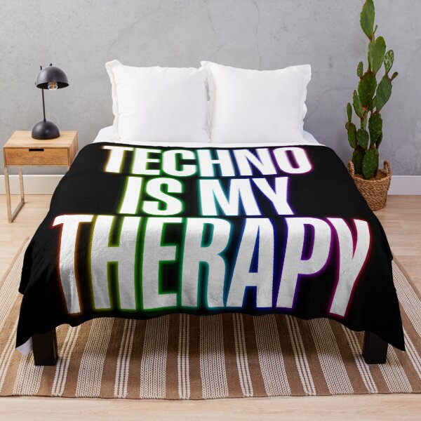 Item preview, Techno Is My Therapy White Neon Rainbow Rave designed and sold by SPAZE-Typo.