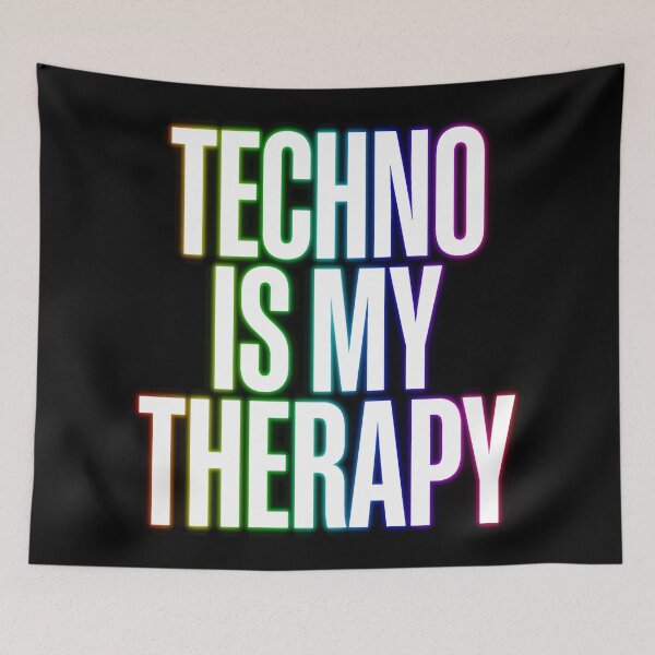 Item preview, Techno Is My Therapy White Neon Rainbow Rave designed and sold by SPAZE-Typo.