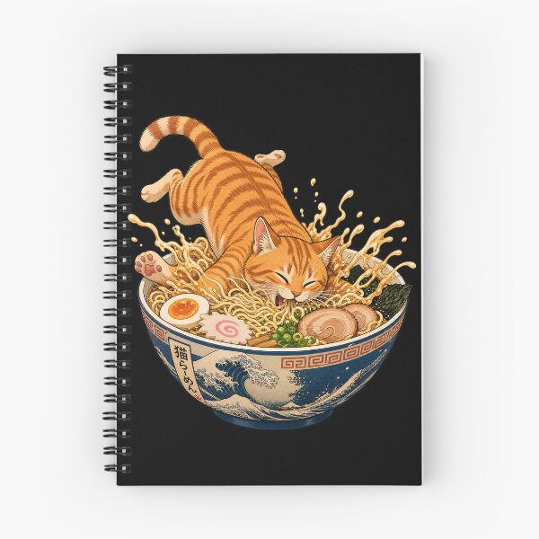 Item preview, cat eating ramen Great Wave Ginger Cat Ramen - Traditional Ukiyo-e Japanese Art designed and sold by Uglyandcute.