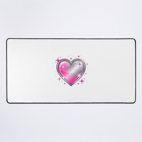 Item preview, Y2K Glossy Pink and Silver Heart with Sparkles designed and sold by Pixele.