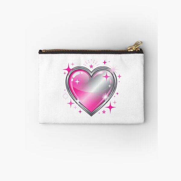 Item preview, Y2K Glossy Pink and Silver Heart with Sparkles designed and sold by Pixele.