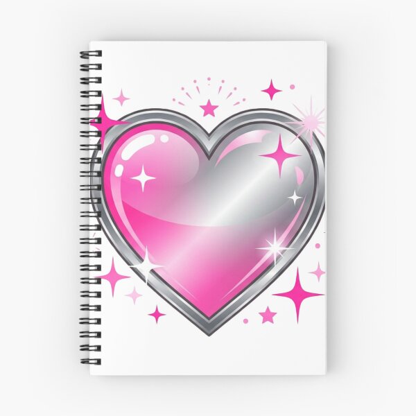 Item preview, Y2K Glossy Pink and Silver Heart with Sparkles designed and sold by Pixele.