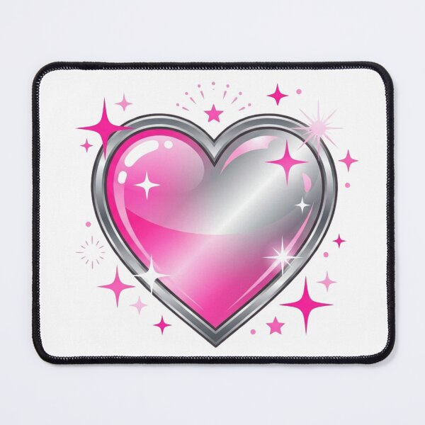 Item preview, Y2K Glossy Pink and Silver Heart with Sparkles designed and sold by Pixele.