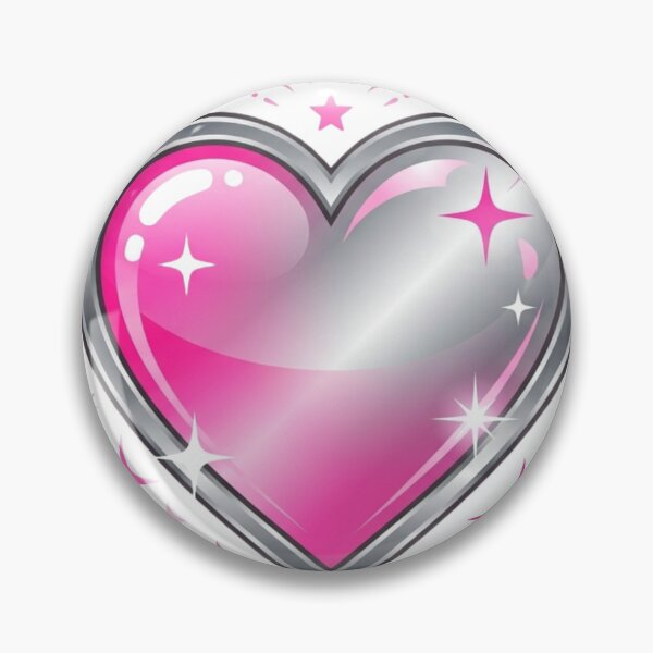 Item preview, Y2K Glossy Pink and Silver Heart with Sparkles designed and sold by Pixele.