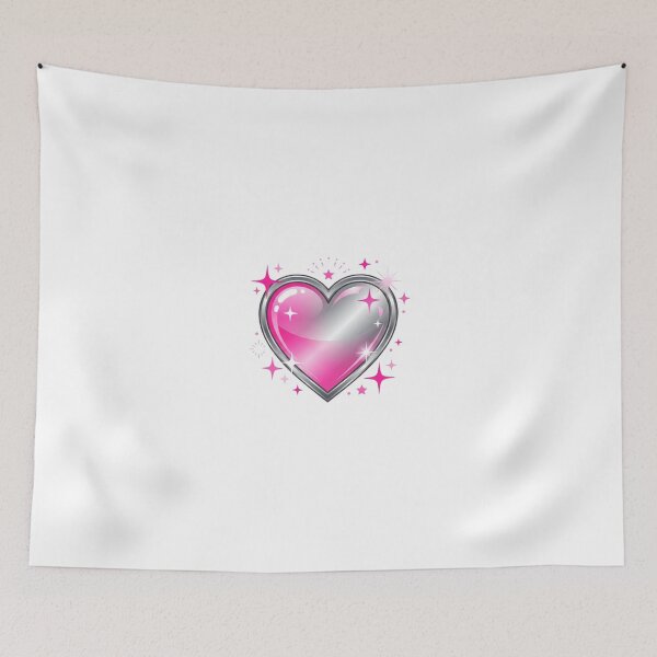 Item preview, Y2K Glossy Pink and Silver Heart with Sparkles designed and sold by Pixele.