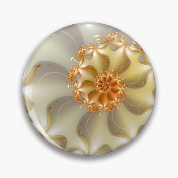 Item preview, Golden Ivory Fractal Shell with Elegant Spiral Blooms designed and sold by pinkal.