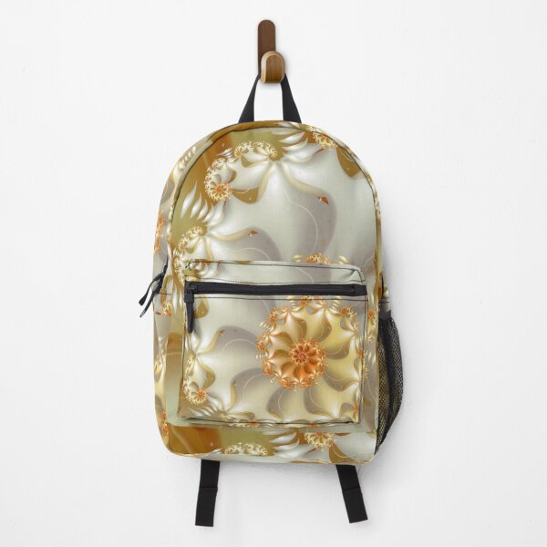 Item preview, Golden Ivory Fractal Shell with Elegant Spiral Blooms designed and sold by pinkal.