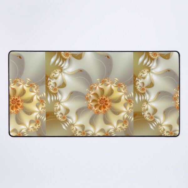 Item preview, Golden Ivory Fractal Shell with Elegant Spiral Blooms designed and sold by pinkal.