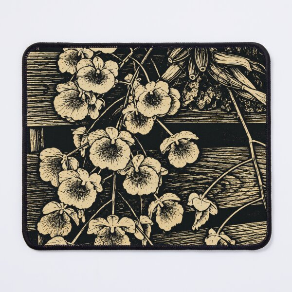 Item preview, Creeping Orchids on Wooden Planks | Botanical Linocut designed and sold by Linoluca.
