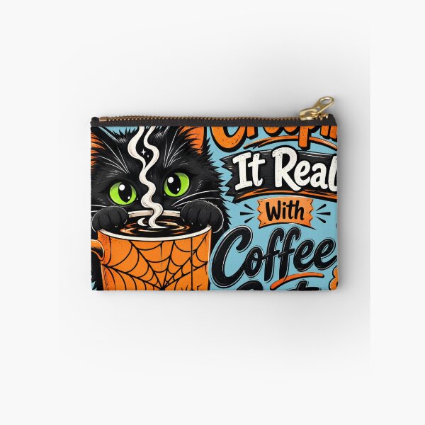 Item preview, Creepin' It Real Halloween Coffee Cat Spooky Tee designed and sold by Retro Rascals Co..