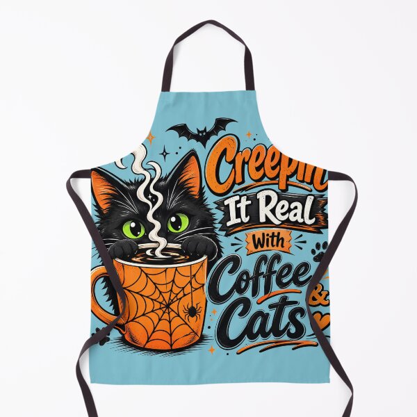 Item preview, Creepin' It Real Halloween Coffee Cat Spooky Tee designed and sold by Retro Rascals Co..