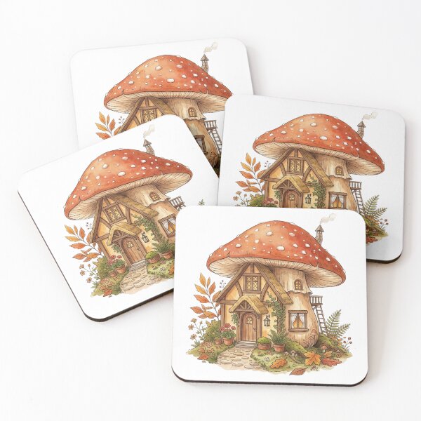 Item preview, Cozy Autumn Mushroom Cottage Watercolor designed and sold by Pixele.