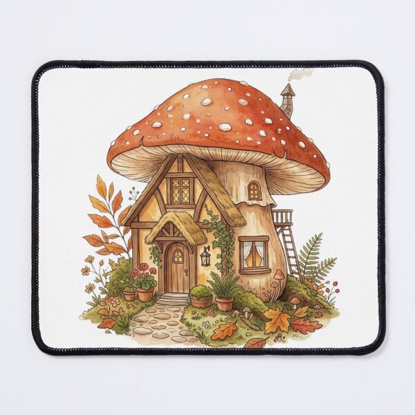 Item preview, Cozy Autumn Mushroom Cottage Watercolor designed and sold by Pixele.