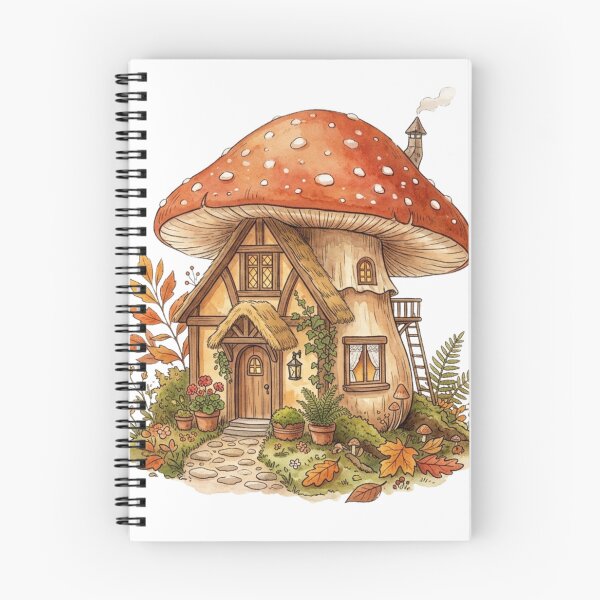 Item preview, Cozy Autumn Mushroom Cottage Watercolor designed and sold by Pixele.