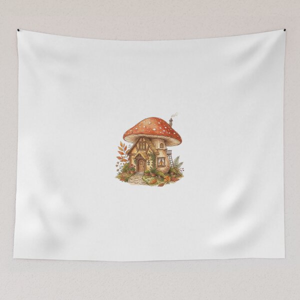 Item preview, Cozy Autumn Mushroom Cottage Watercolor designed and sold by Pixele.