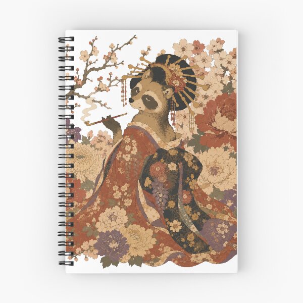 Item preview, Tanuki Oiran - Japanese Raccoon Dog in Floral Kimono designed and sold by medicalkinoko.