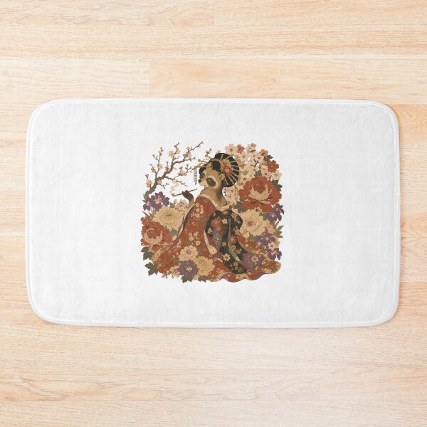 Item preview, Tanuki Oiran - Japanese Raccoon Dog in Floral Kimono designed and sold by medicalkinoko.
