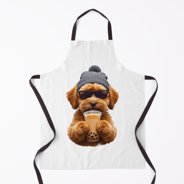 Aperçu de l'œuvre Cavapoo hipster buvant du thé boba | Design mignon et kawaii pour amoureux des chiens créée et vendue par Fredster1966.
