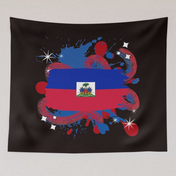 Item preview, Haitian Flag with paint splatter  designed and sold by artbyomega.