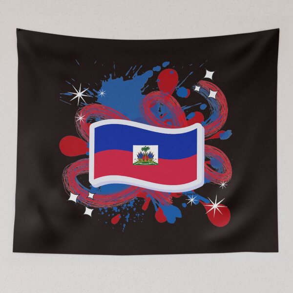 Item preview, Haitian Flag with paint splatter 2 designed and sold by artbyomega.