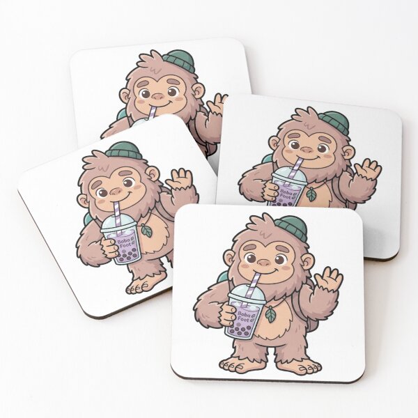 Item preview, Cute Bigfoot Drinking Boba Tea Cartoon designed and sold by Pixele.