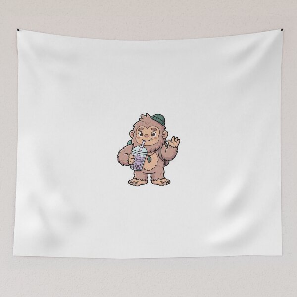 Item preview, Cute Bigfoot Drinking Boba Tea Cartoon designed and sold by Pixele.