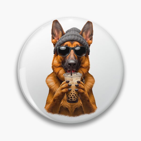 Item preview, Hipster German Shepherd Drinking Boba Tea | Cute Dog Lover Design designed and sold by Fredster1966.