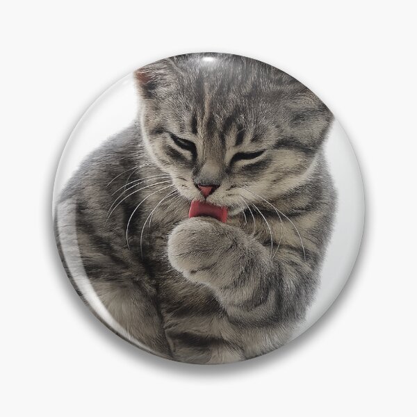 Item preview, Cute Gray Tabby Kitten Grooming Paw | Adorable Cat Watercolor Style Illustration designed and sold by OliviaPhotosCA.