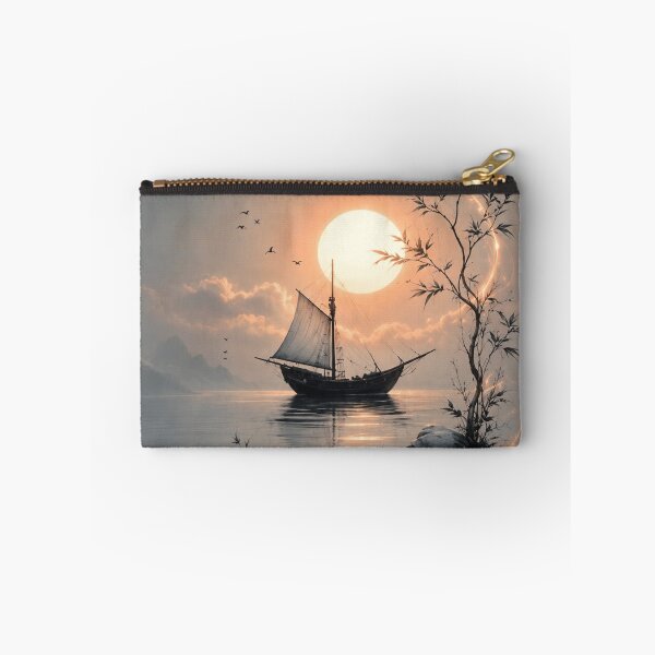 Item preview, Dreamy Moonlit Sailboat on Calm Water | Minimalist Fantasy Landscape Art designed and sold by  Mirai_Art.