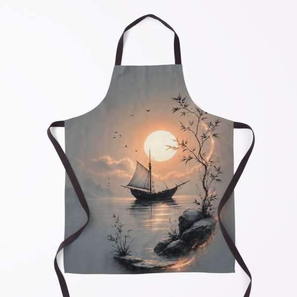 Item preview, Dreamy Moonlit Sailboat on Calm Water | Minimalist Fantasy Landscape Art designed and sold by Mirai_Art.