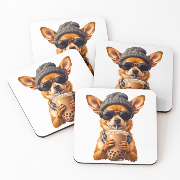 Item preview, Hipster Chihuahua Drinking Boba Tea | Cute Kawaii Dog Lover Design designed and sold by Fredster1966.